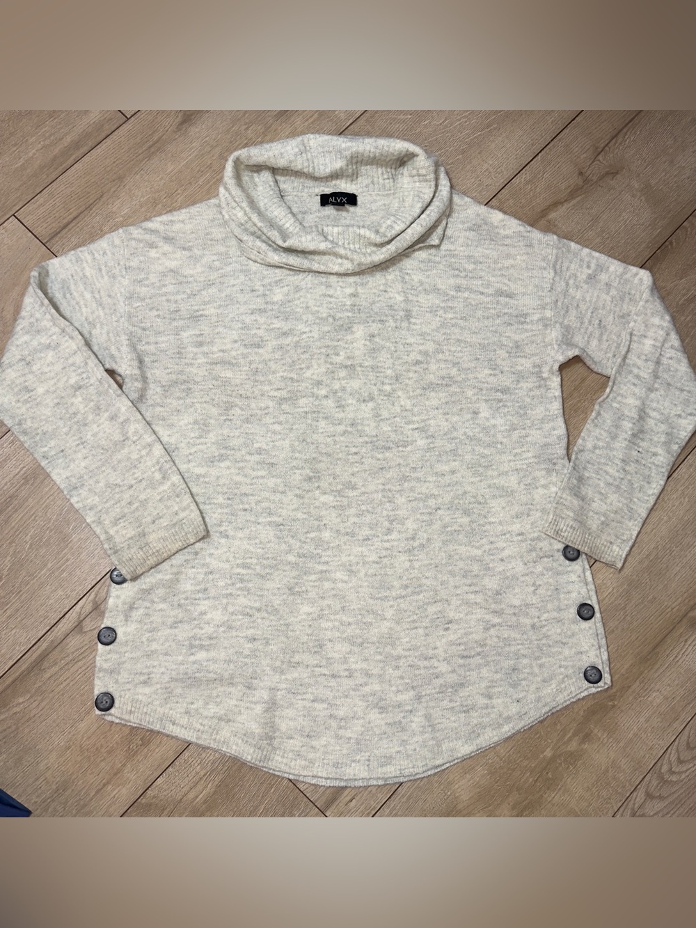 Alyx Cream Marled Turtleneck Sweater with Side Buttons